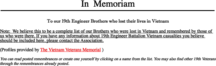 In&nbsp; Memoriam 